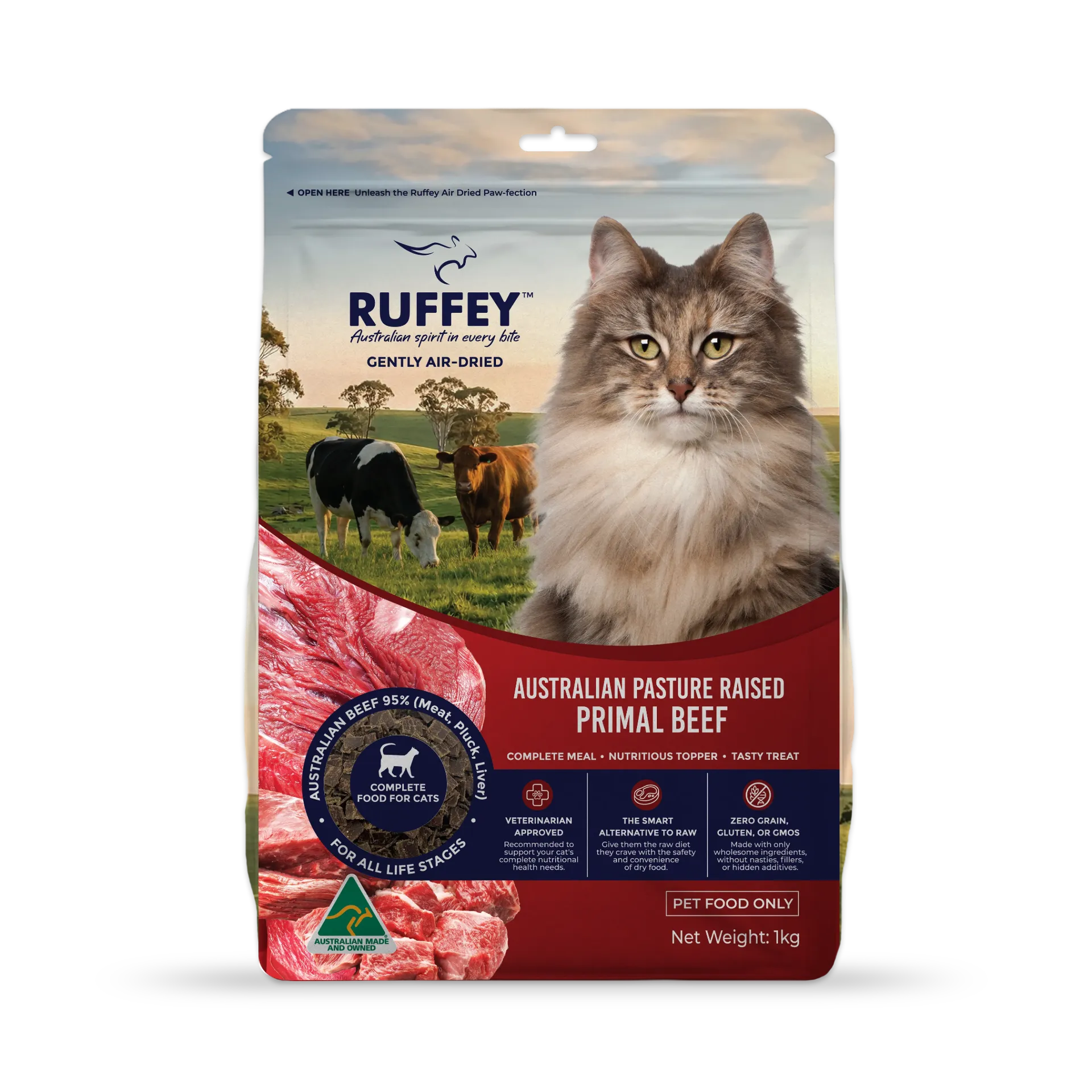 Ruffey Air Dried Cat Australian Pasture Raised Primal Beef 1kg