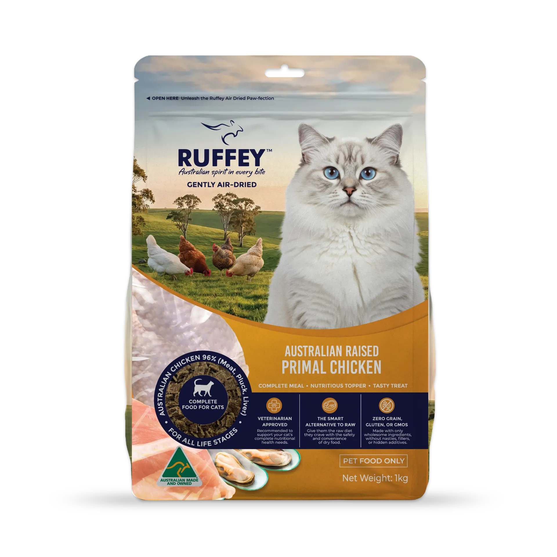 Ruffey Air Dried Cat Australian Raised Primal Chicken 1kg