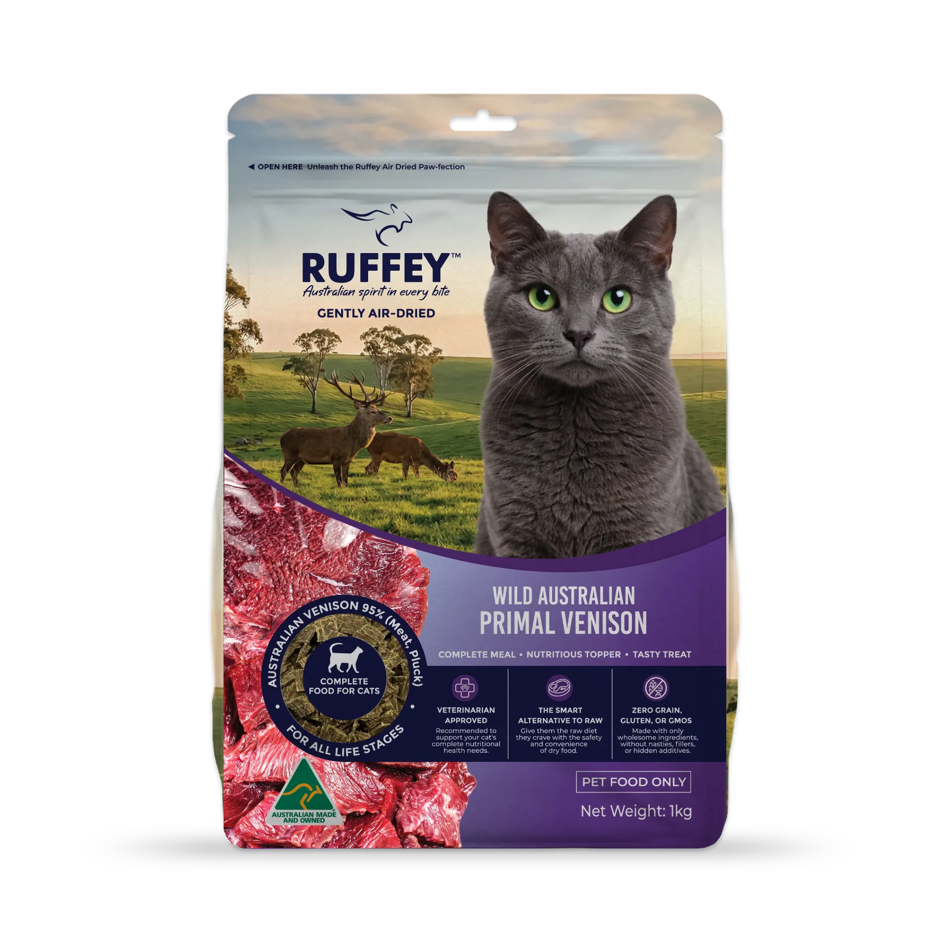 Ruffey Air Dried Cat Wild Australian Primal Venison 1kg