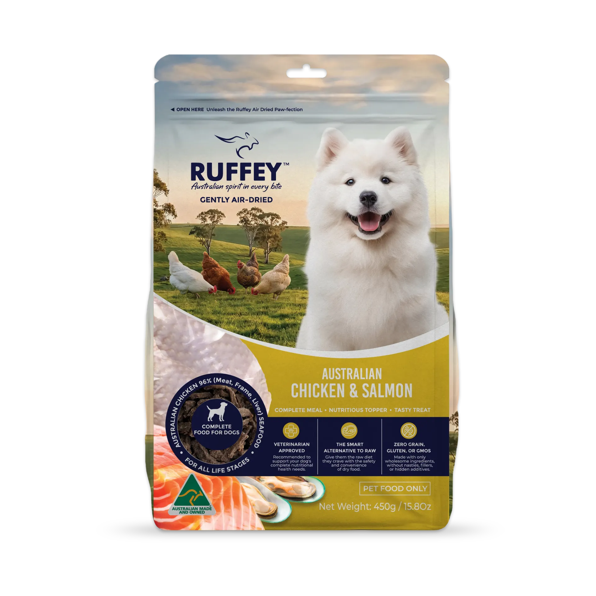 [RADCS450U] Ruffey Air-Dried Dog Australian Chicken & Salmon Original Recipe 450g