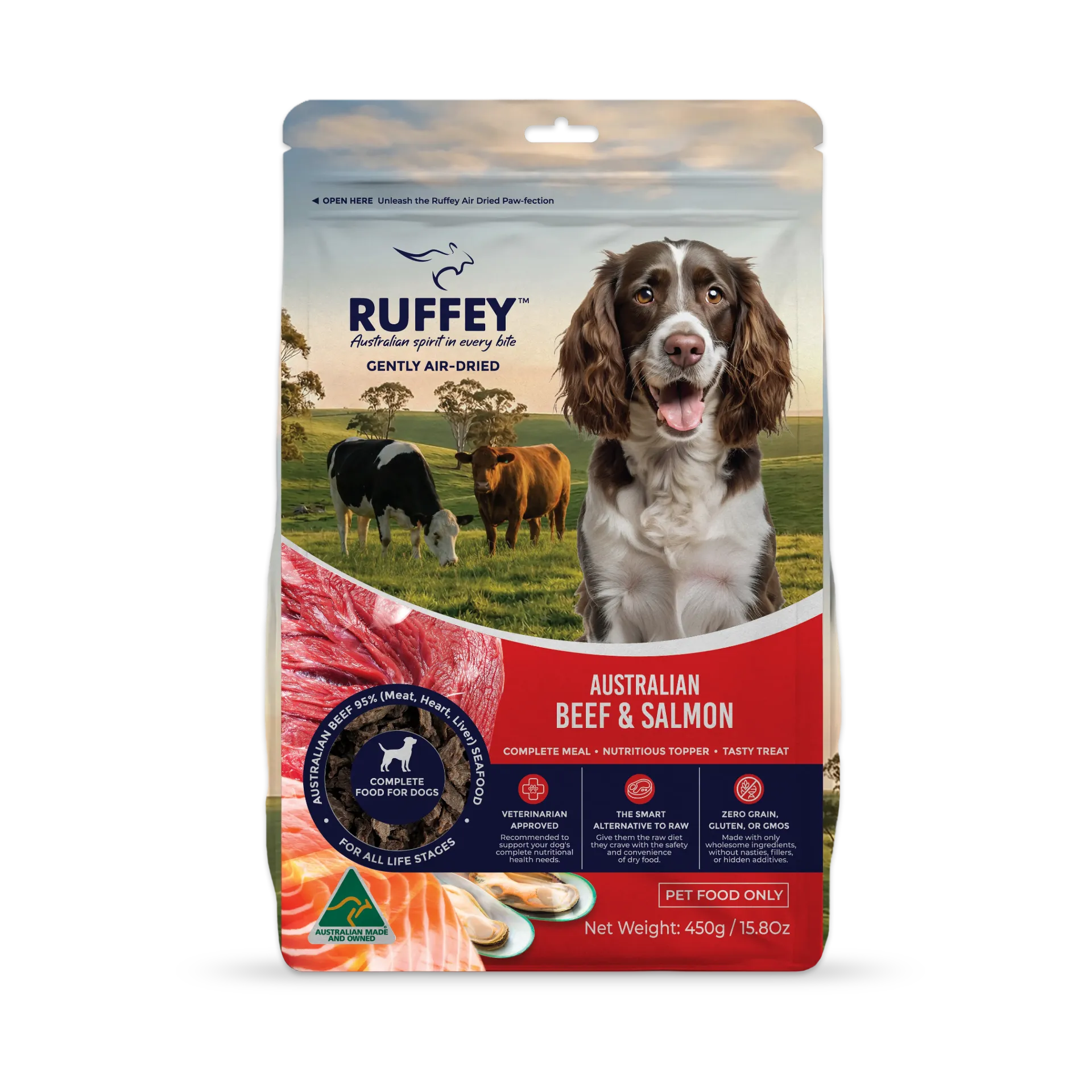 [RADBS450U] Ruffey Air-Dried Dog Australian Beef & Salmon Original Recipe 450g