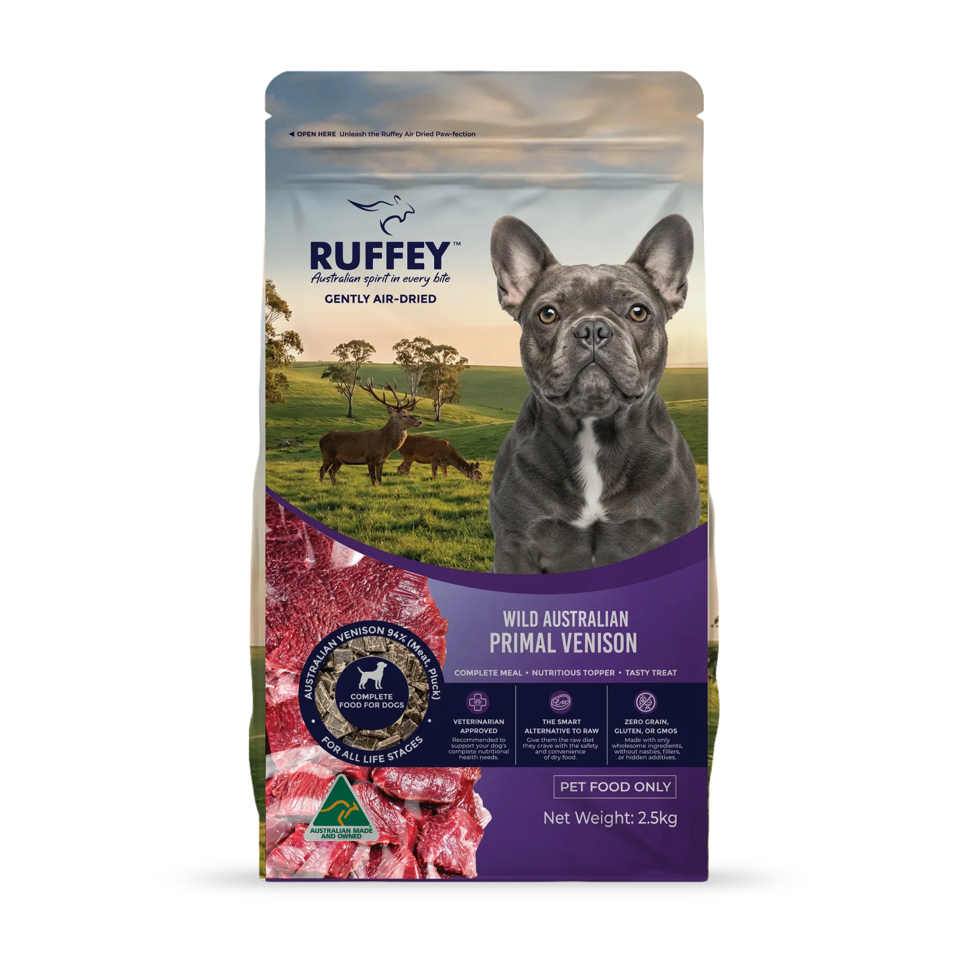 Ruffey Air Dried Dog Wild Australian Primal Venison 2.5kg