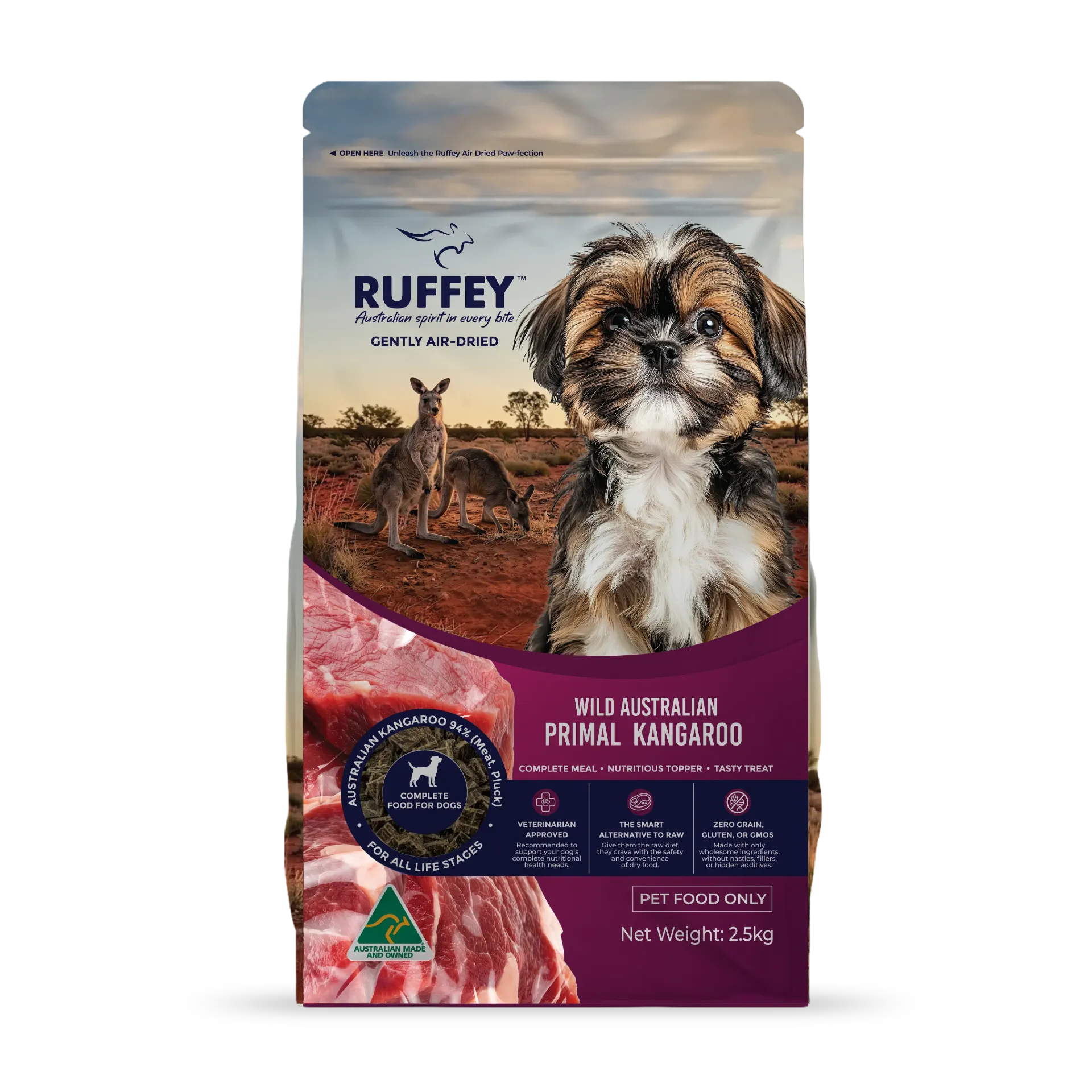 Ruffey Air Dried Dog Wild Australian Primal Kangaroo 2.5kg