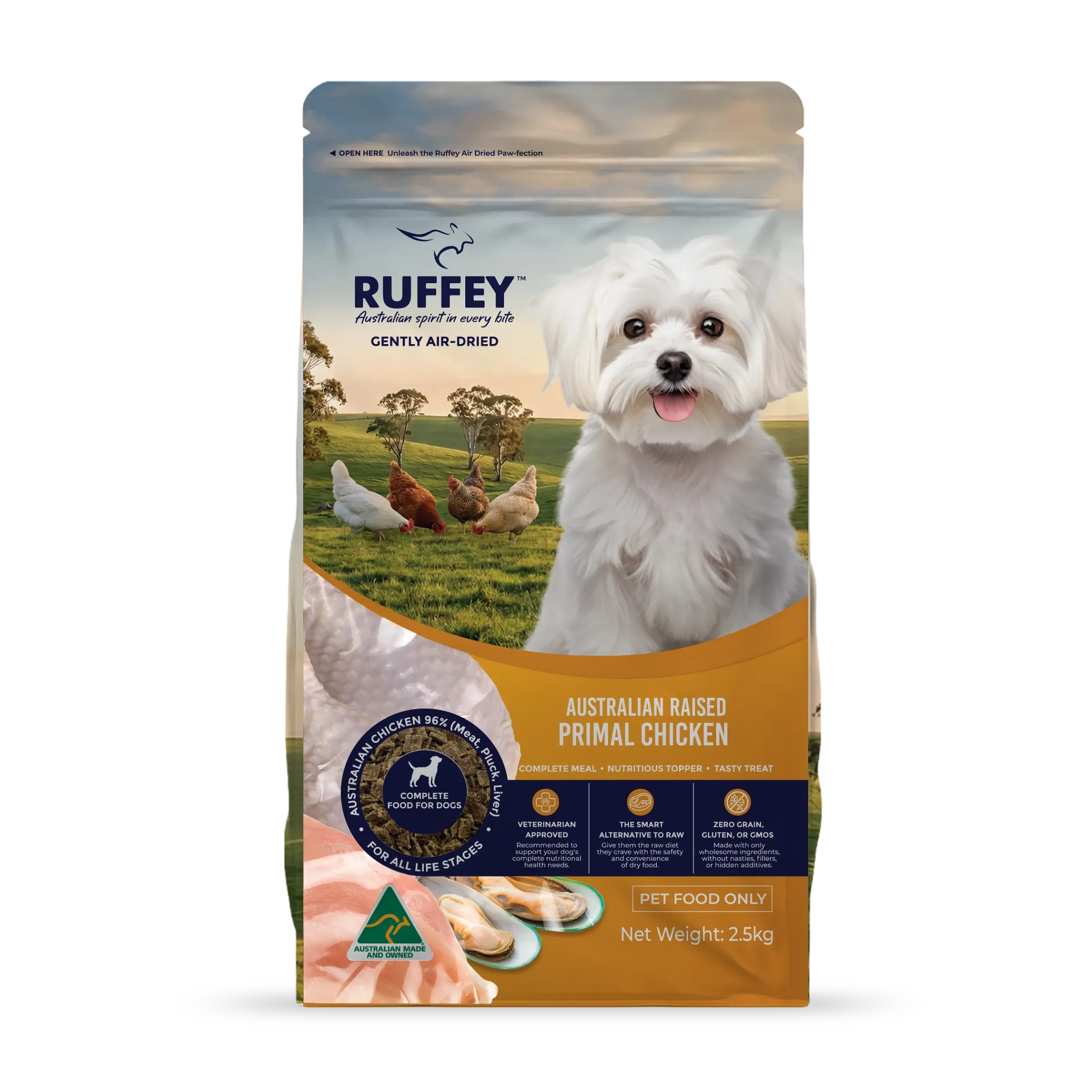 Ruffey Air Dried Dog Australian Raised Primal Chicken 2.5kg