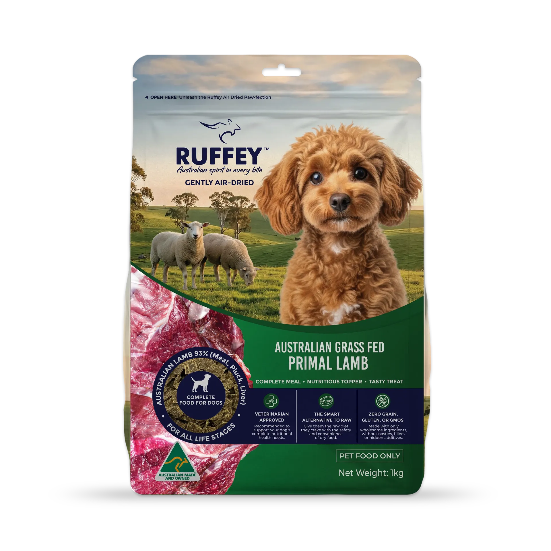 [RADPL1U] Ruffey Air Dried Dog Australian Grass Fed Primal Lamb 1kg