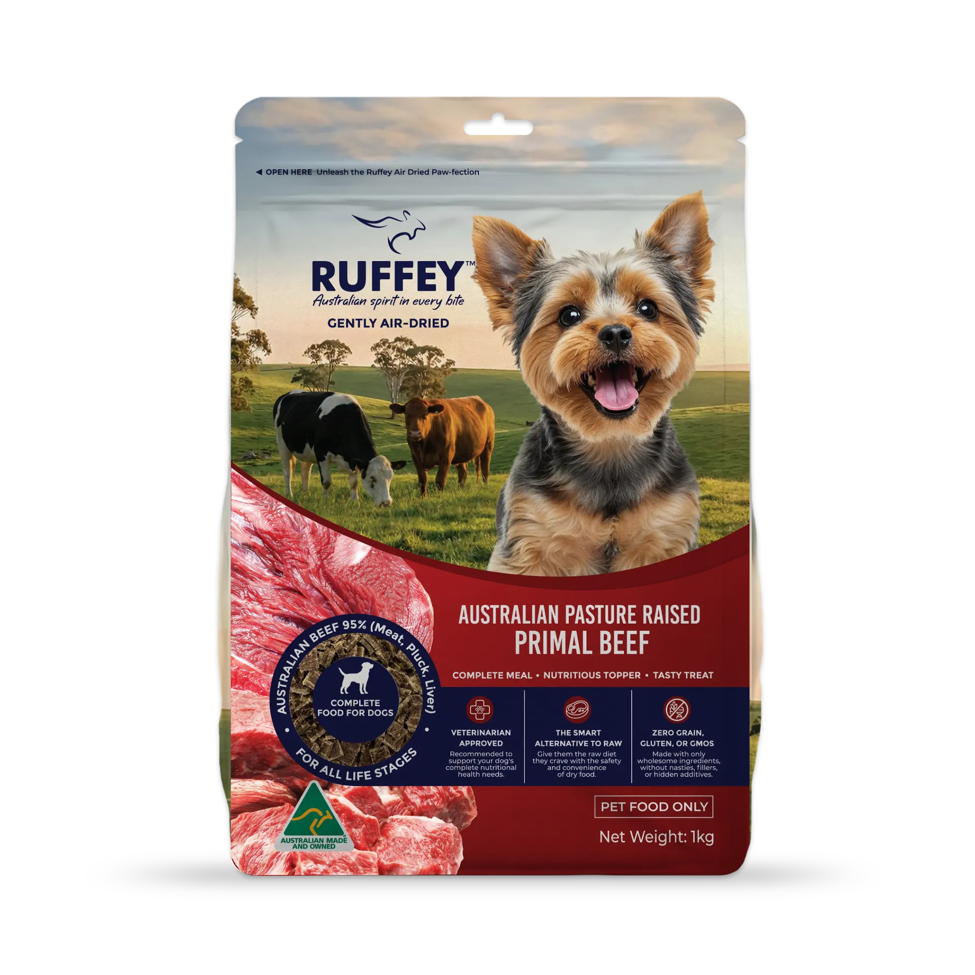 [RADPB1U] Ruffey Air Dried Dog Australian Pasture Raised Primal Beef 1kg