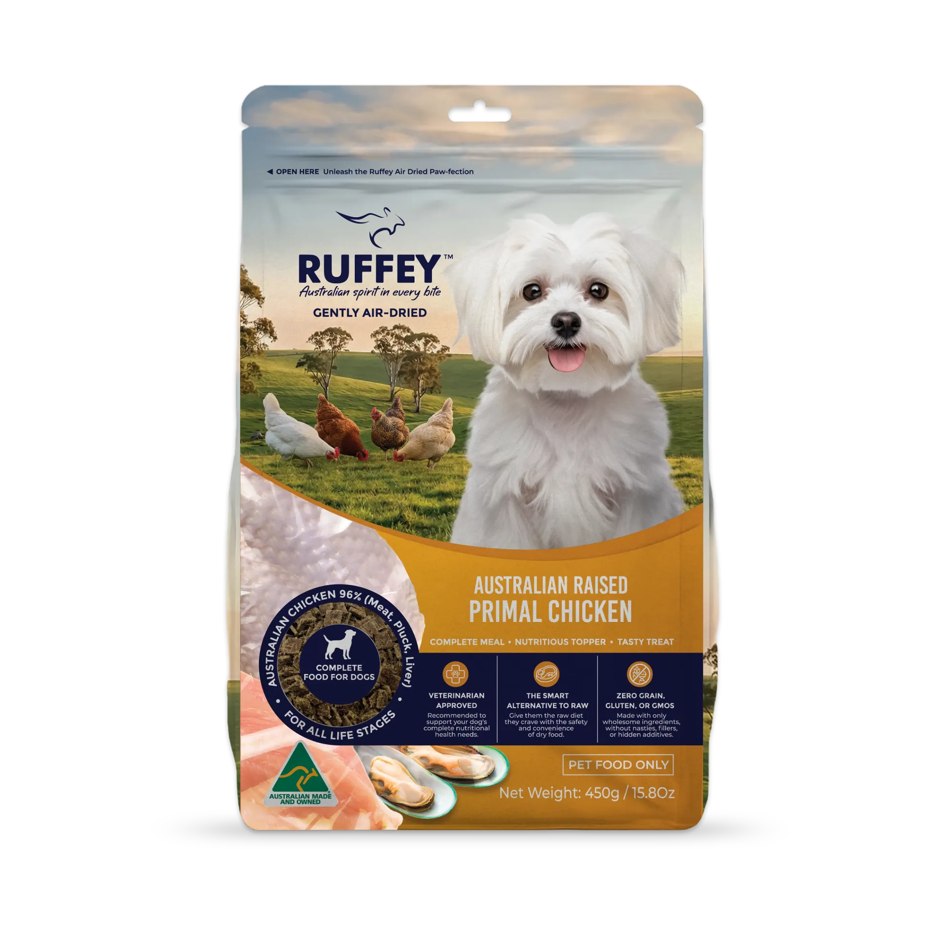 [RADPC450U] Ruffey Air Dried Dog Australian Raised Primal Chicken 450g