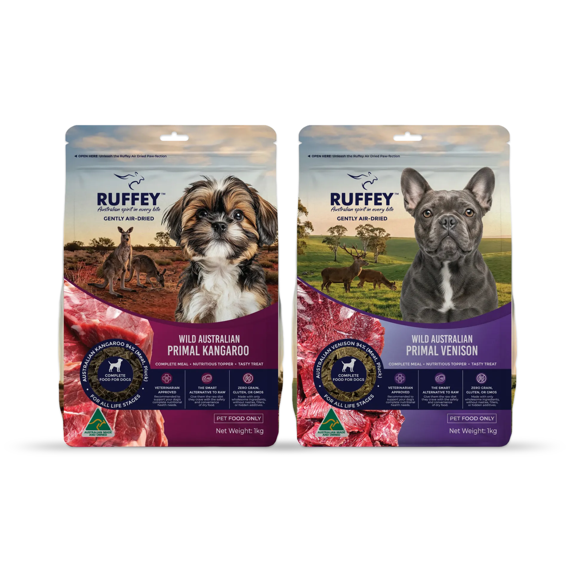 Ruffey Wild Australian Novel Proteins 1kg - Kangaroo & Venison
