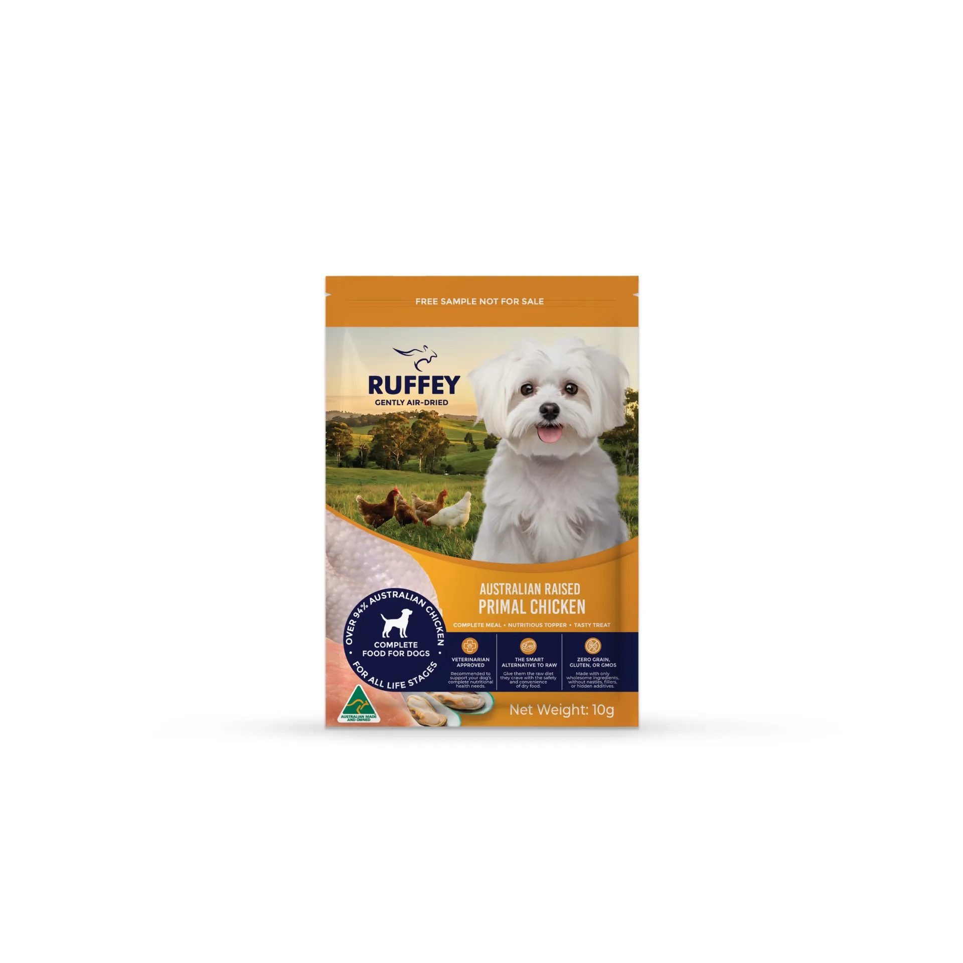 Ruffey Air Dried Dog Australian Raised Primal Chicken Sample 10g