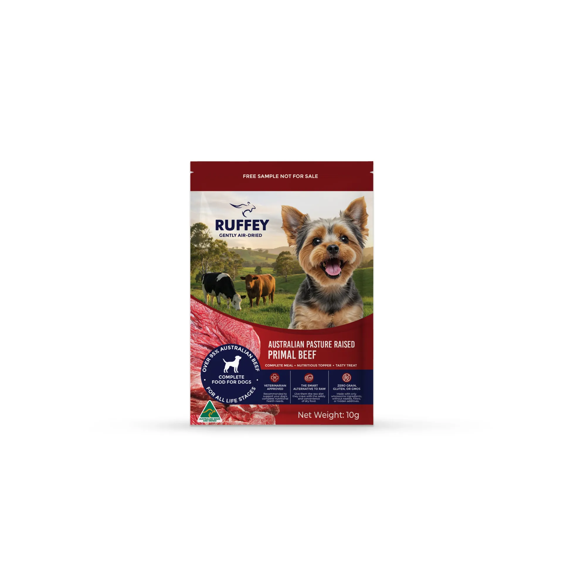 Ruffey Air Dried Dog Australian Pasture Raised Primal Beef Sample 10g