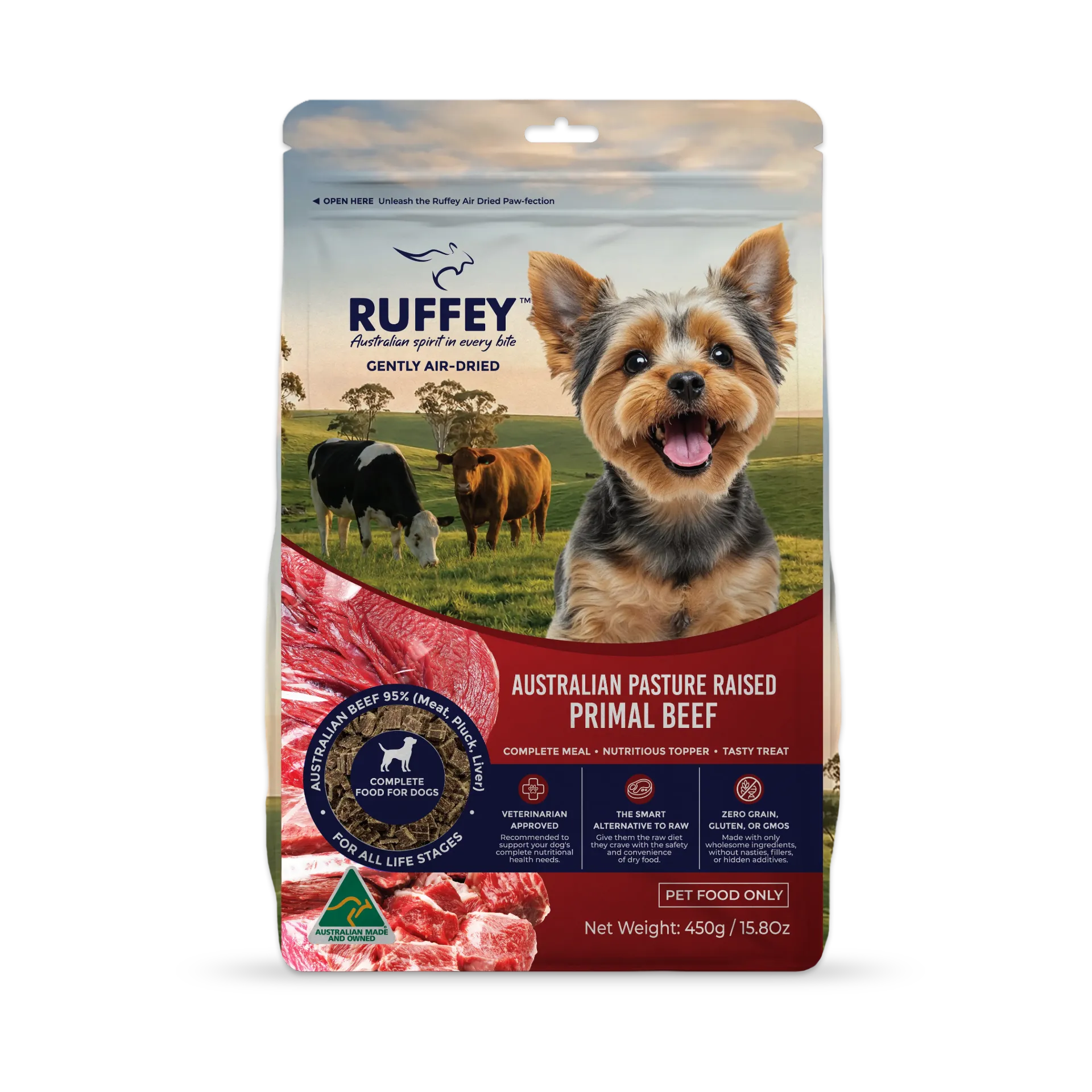 Ruffey Air Dried Dog Australian Pasture Raised Primal Beef 450g