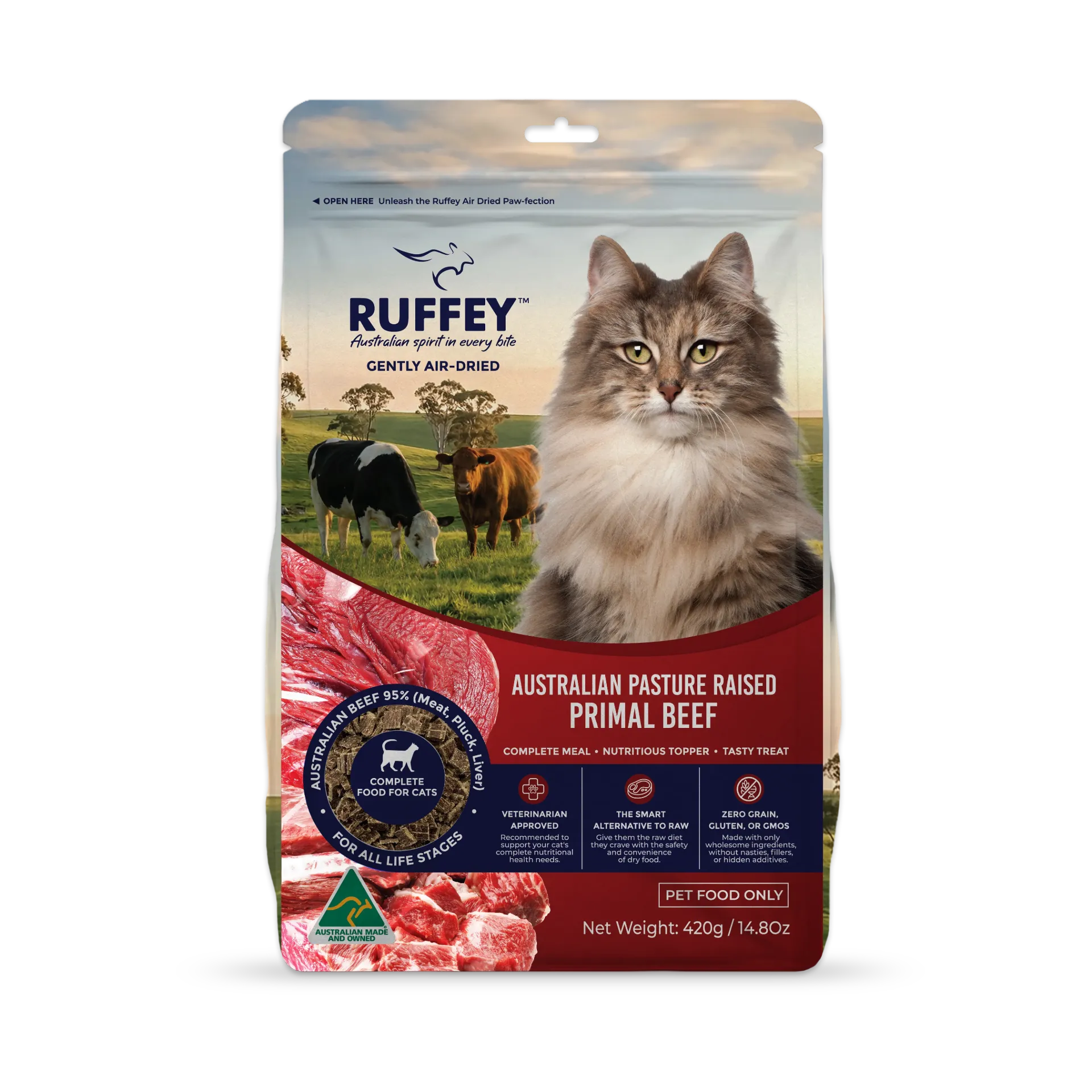 Ruffey Air-Dried Cat Australian Pasture Raised Primal Beef 420g